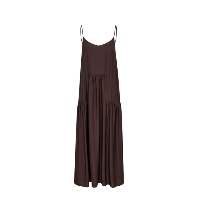 Sunrise Block Strap Dress - Dark Brown
