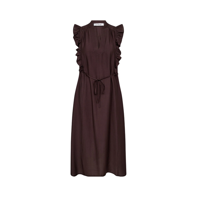 HeraCC Frill SS V-jurk - Dark Brown