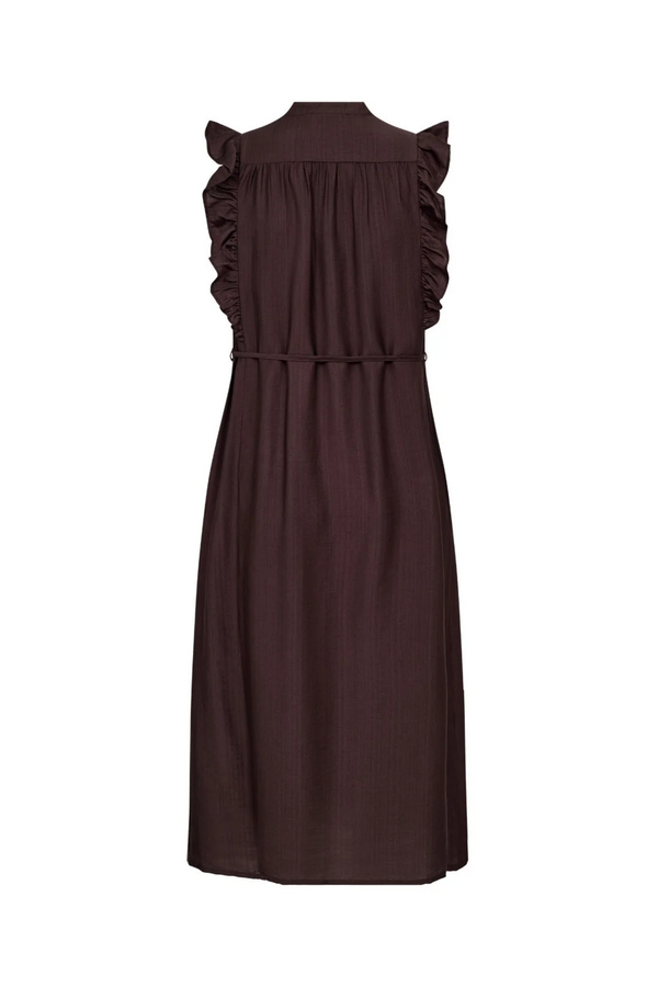 HeraCC Frill SS V-jurk - Dark Brown