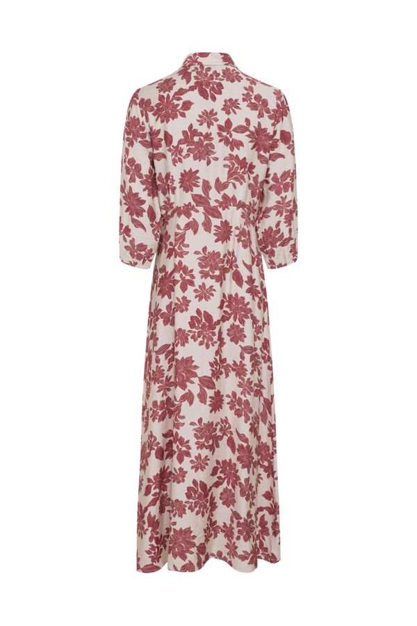 Vildana 3/4 Shirt Dress - Rhubarb Flowers