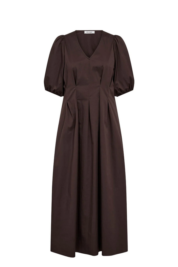 Poppy Pleat Dress - Dark Brown