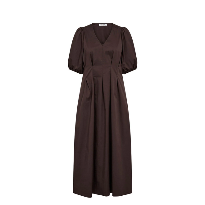 Poppy Pleat Dress - Dark Brown