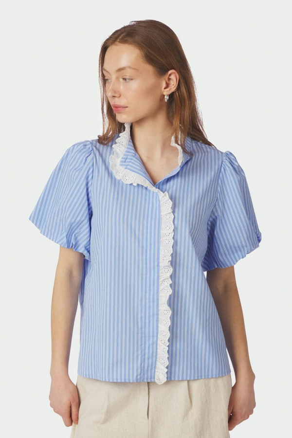 Ulia Stripe Blouse - Blue Stripe
