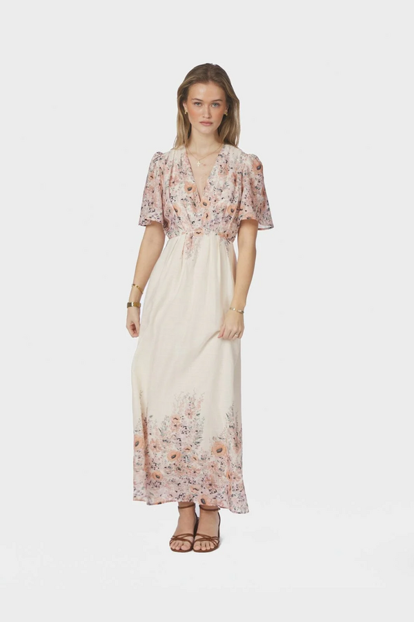 Serna Flower Print  Dress - Burned Powder
