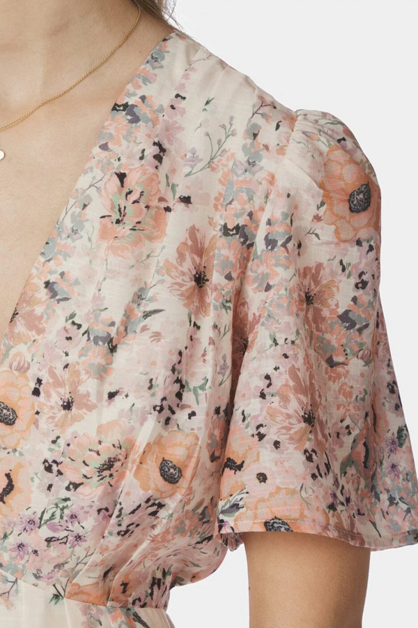 Serna Flower Print  Dress - Burned Powder