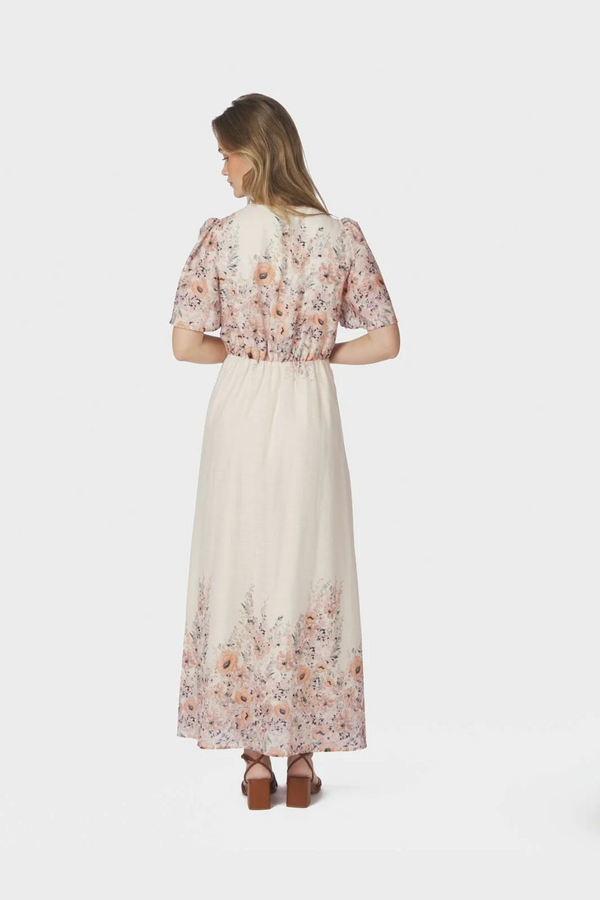 Serna Flower Print  Dress - Burned Powder