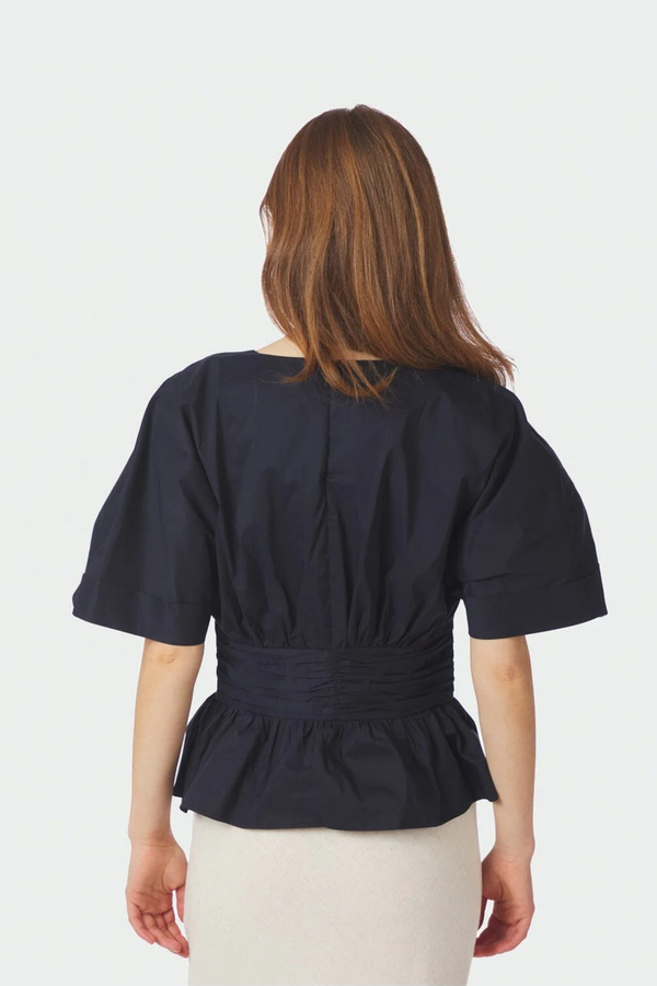Annegret Poplin Blouse - Navy