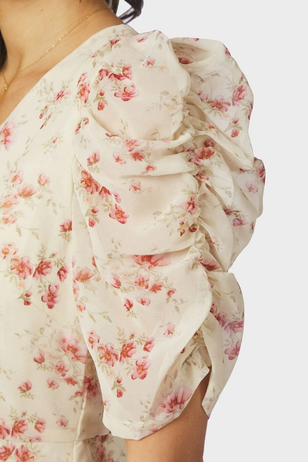 Vira Floral Dress - Creme