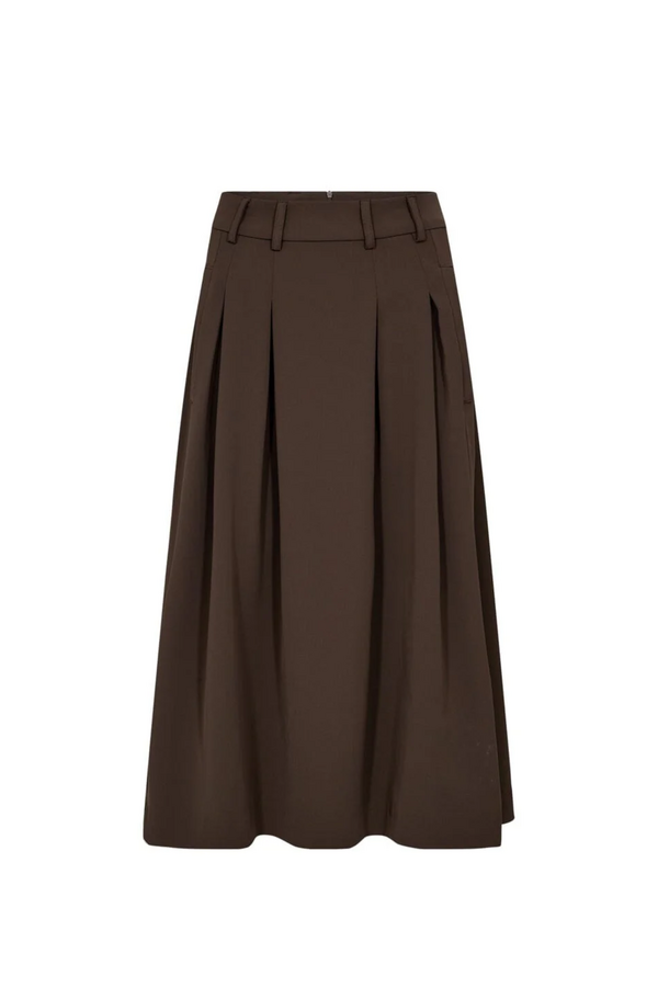 Anya Midi Pleat Skirt - Mocca