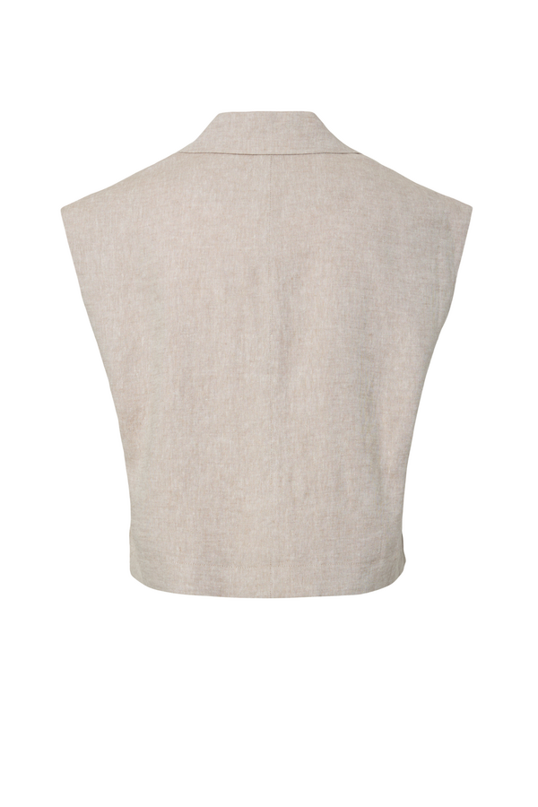 Usuma Short Linen Blend Waistcoat - White Pepper