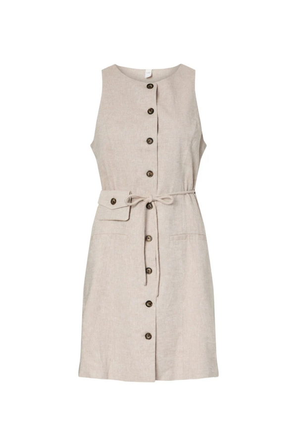 Usuma SL Linen Blend Dress - White Pepper