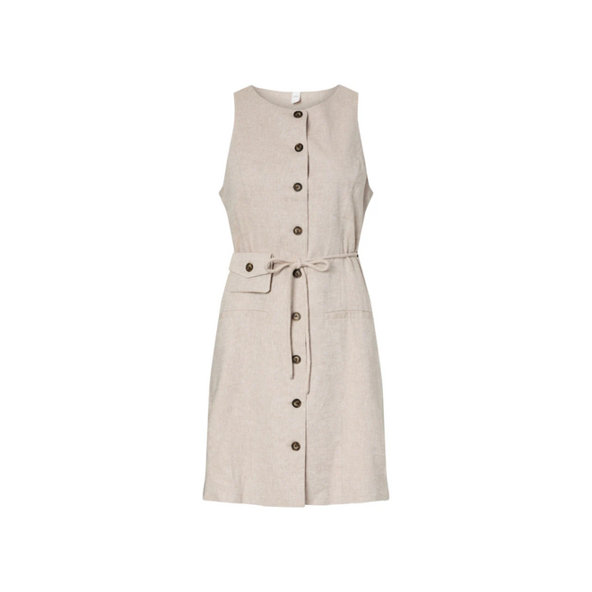Usuma SL Linen Blend Dress - White Pepper