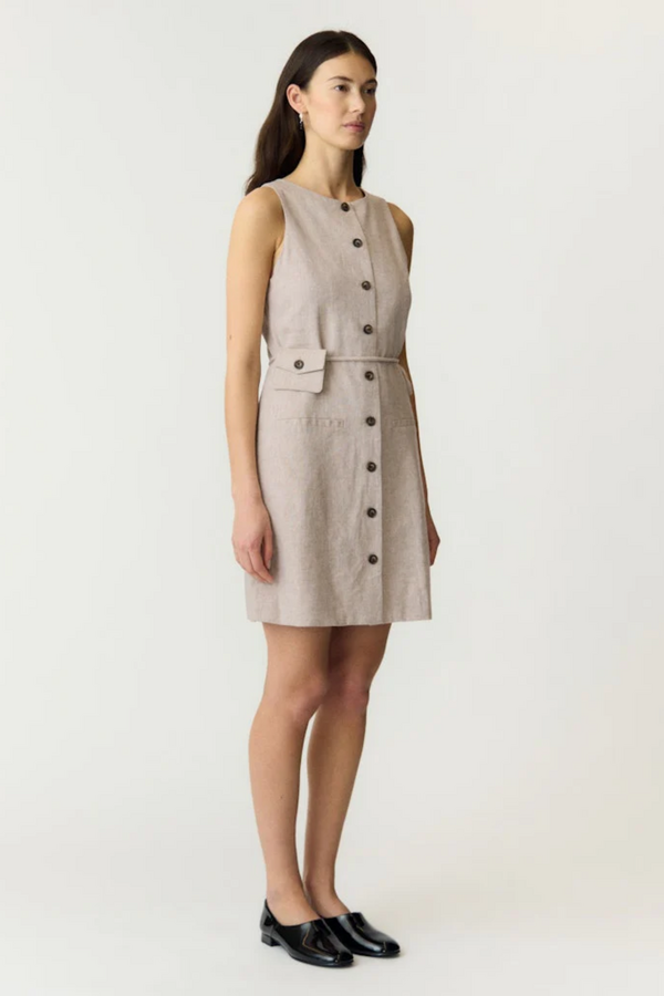Usuma SL Linen Blend Dress - White Pepper