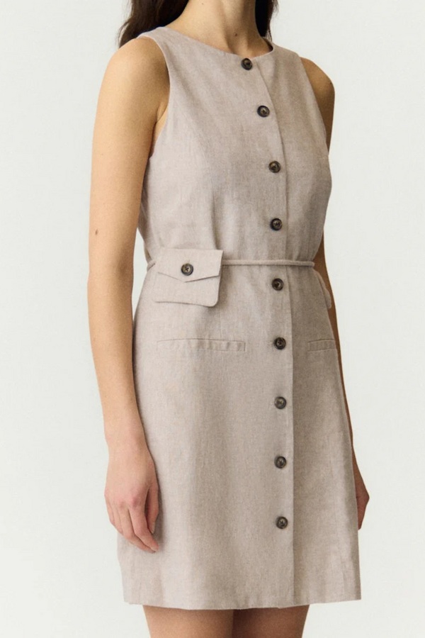 Usuma SL Linen Blend Dress - White Pepper