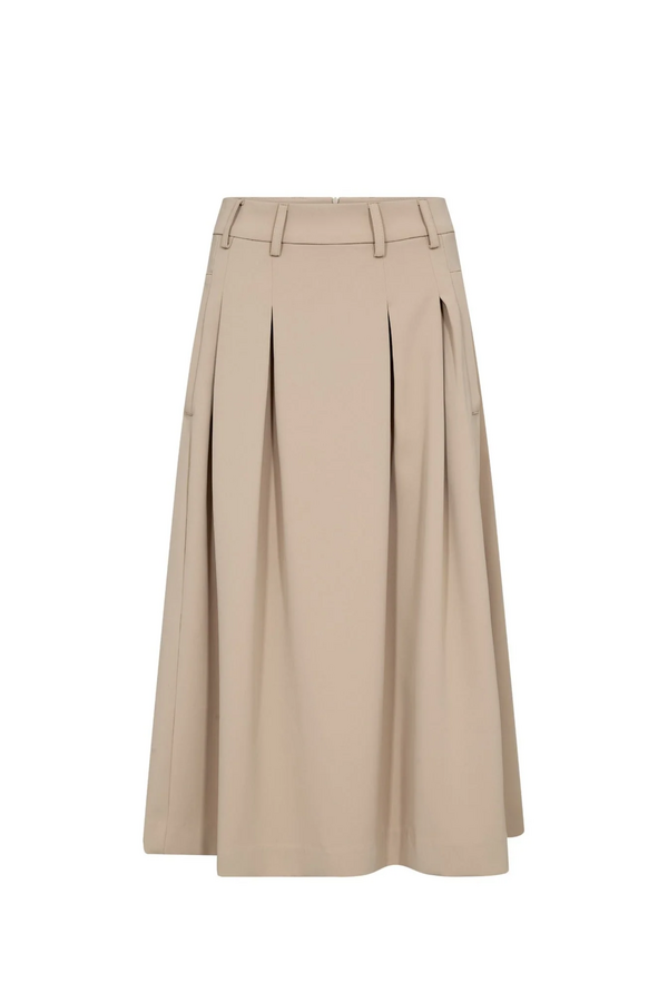 Anya Midi Pleat Skirt - Beige