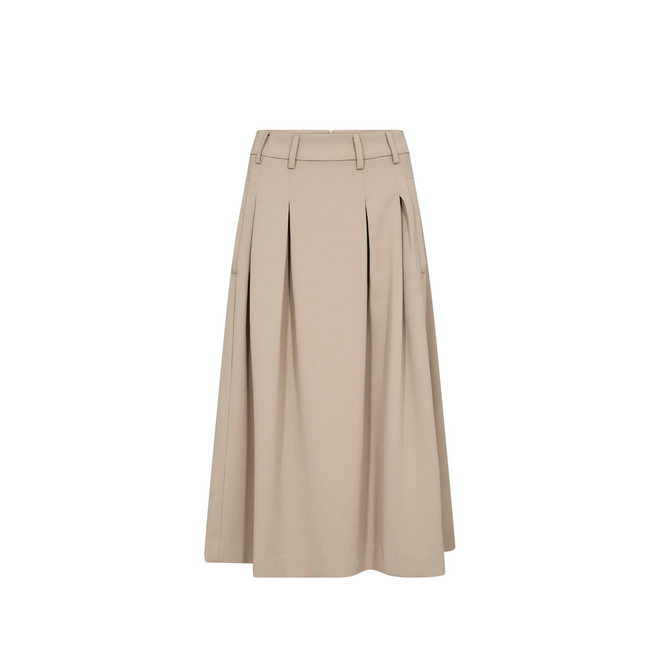 Anya Midi Pleat Skirt - Beige