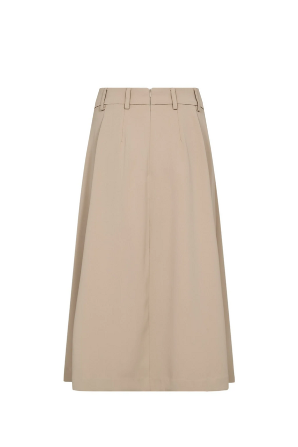 Anya Midi Pleat Skirt - Beige