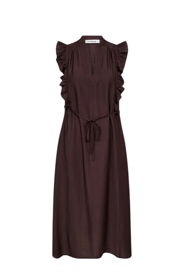 Hera Frill Dress - Dark Brown