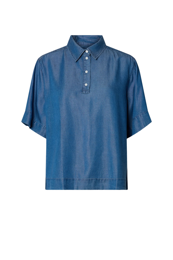 Janna 2/4 Polo Shirt - Medium Blue Denim