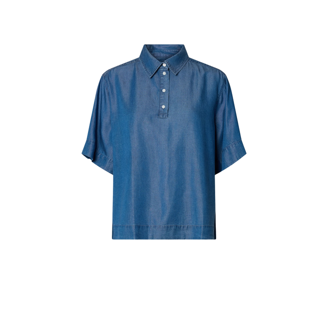 Janna 2/4 Polo Shirt - Medium Blue Denim