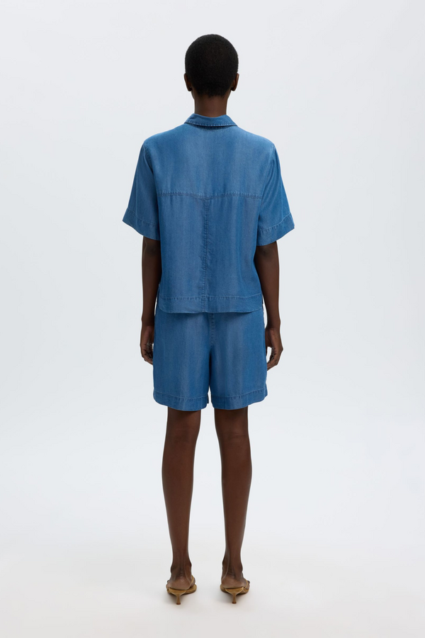 Janna 2/4 Polo Shirt - Medium Blue Denim