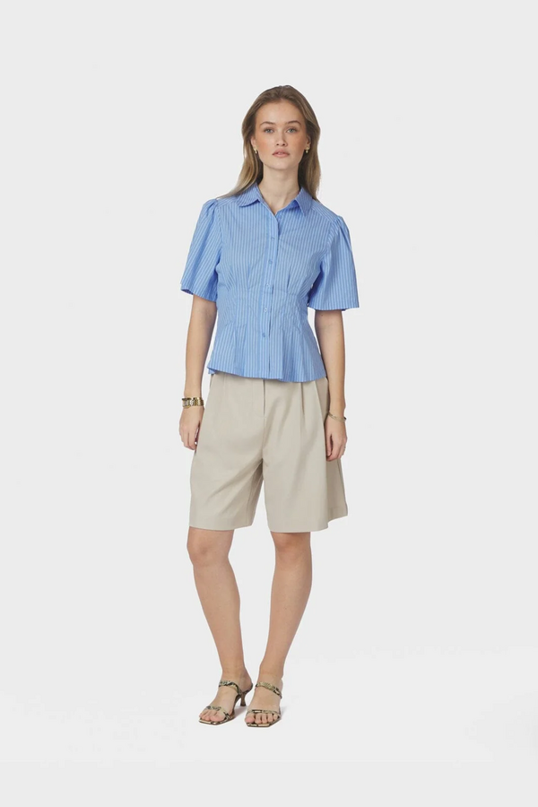 Balara Stripe Poplin Shirt - Light Blue