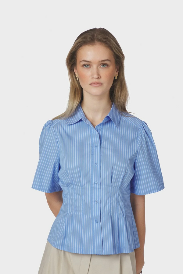 Balara Stripe Poplin Shirt - Light Blue