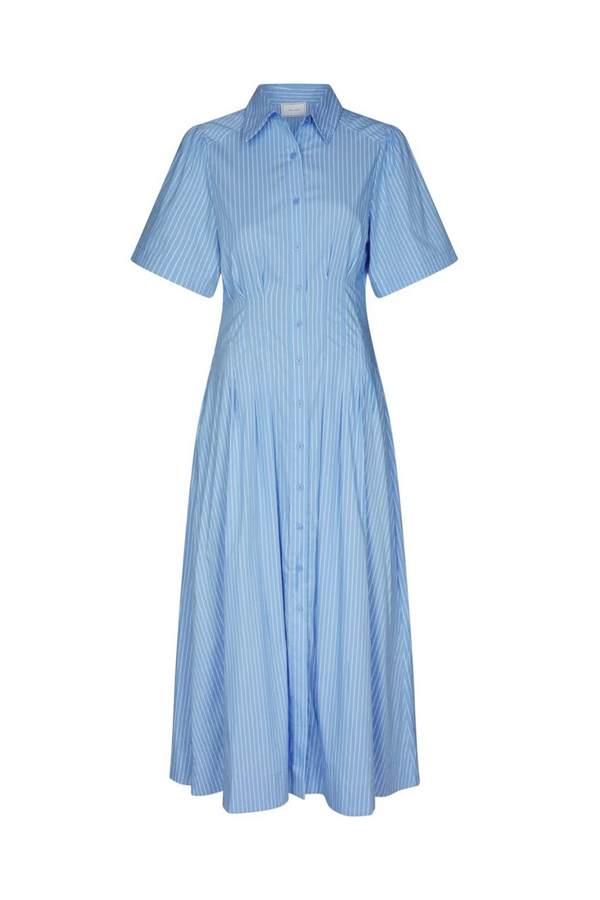Baia Stripe Poplin Dress - Light Blue