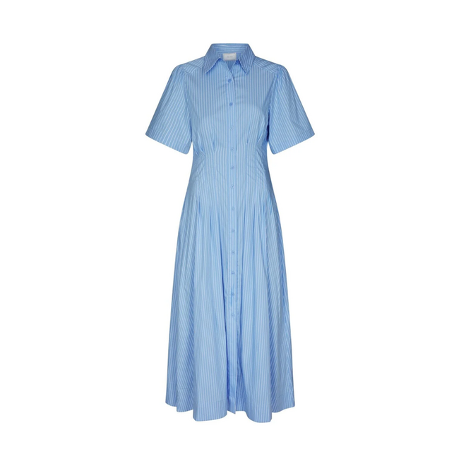 Baia Stripe Poplin Dress - Light Blue