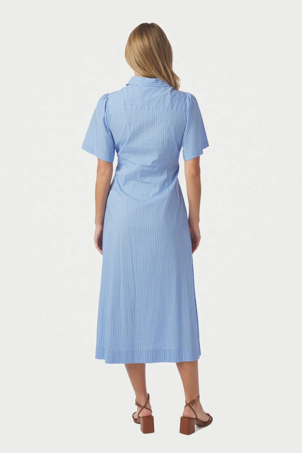Baia Stripe Poplin Dress - Light Blue