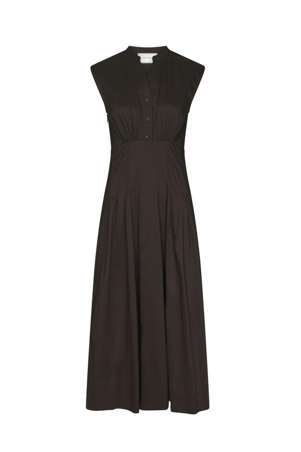 Irena Poplin Dress - Chocolat Brown