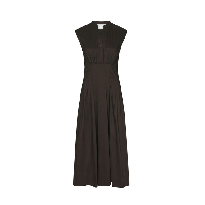 Irena Poplin Dress - Chocolat Brown