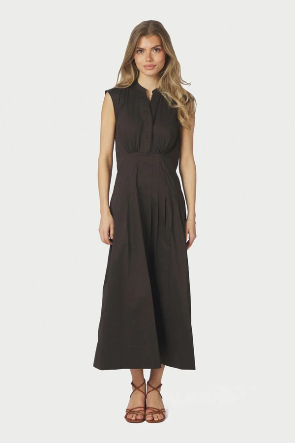 Irena Poplin Dress - Chocolat Brown