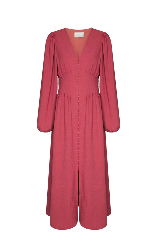 Annelie Solid Crepe Dress - Cherry Pink