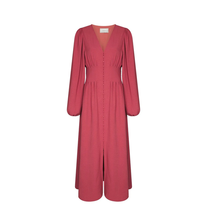 Annelie Solid Crepe Dress - Cherry Pink