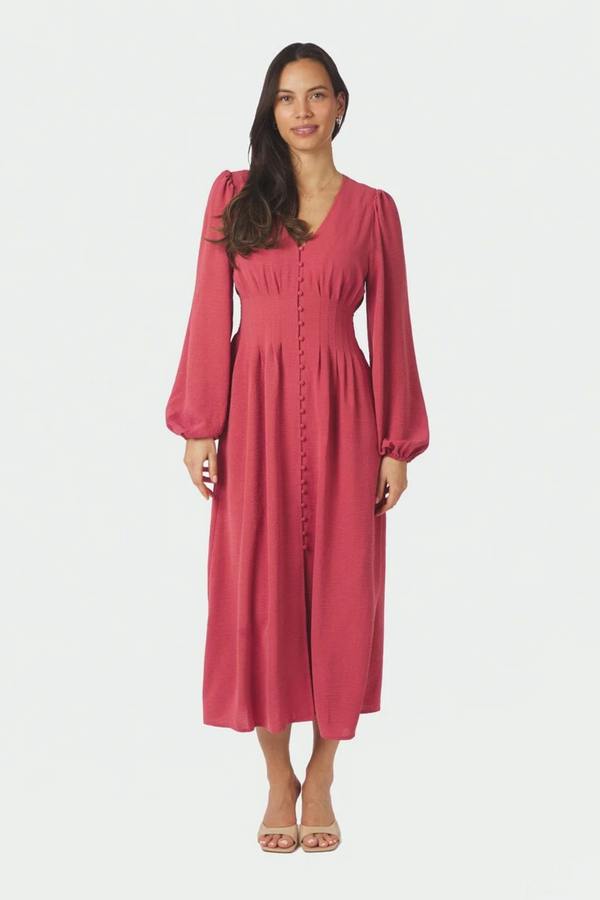Annelie Solid Crepe Dress - Cherry Pink