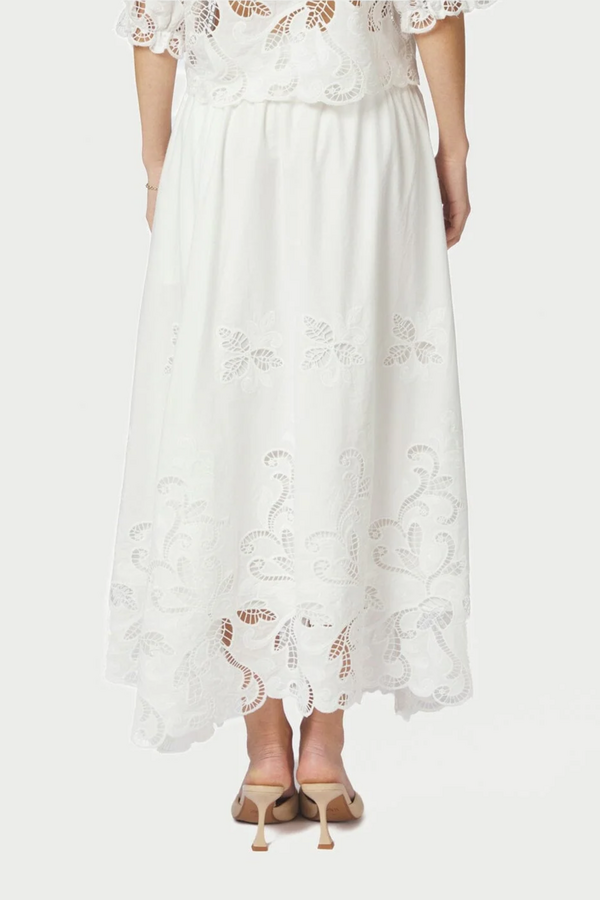 Yara Long Emb Skirt - White