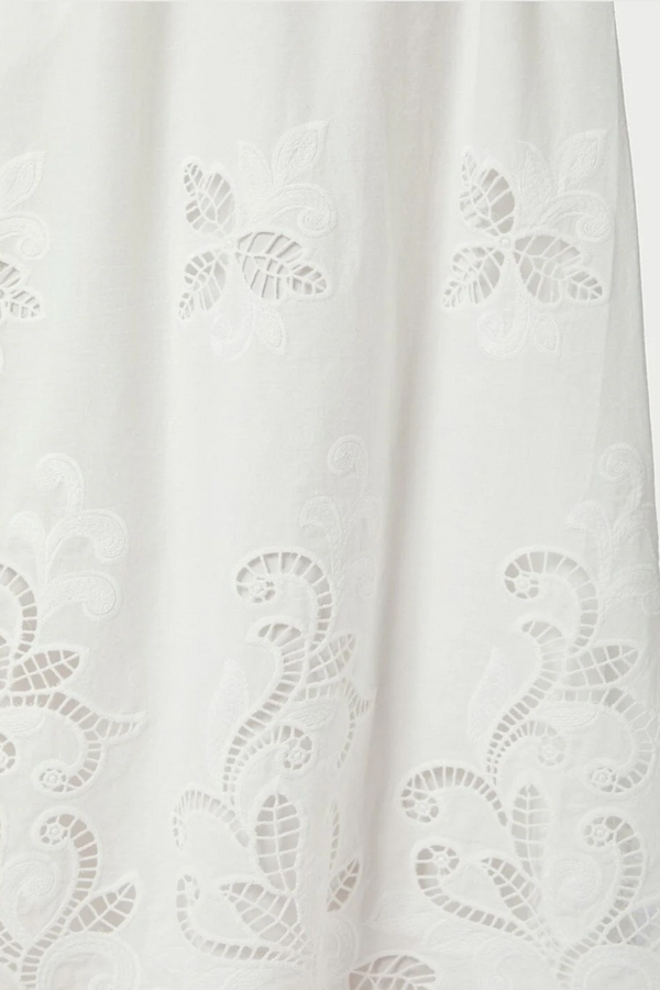 Yara Long Emb Skirt - White