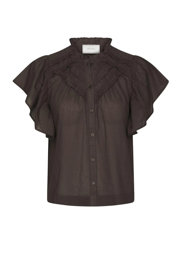 Vinsa Voile Top - Dark Brown