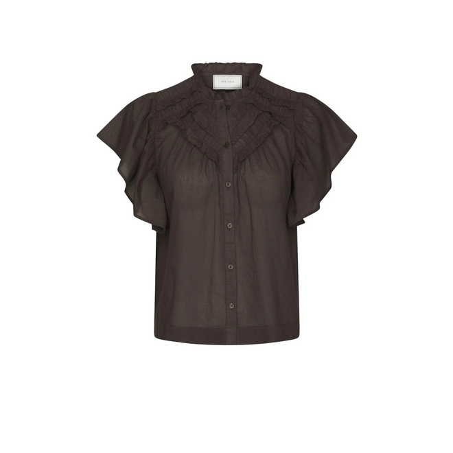 Vinsa Voile Top - Dark Brown