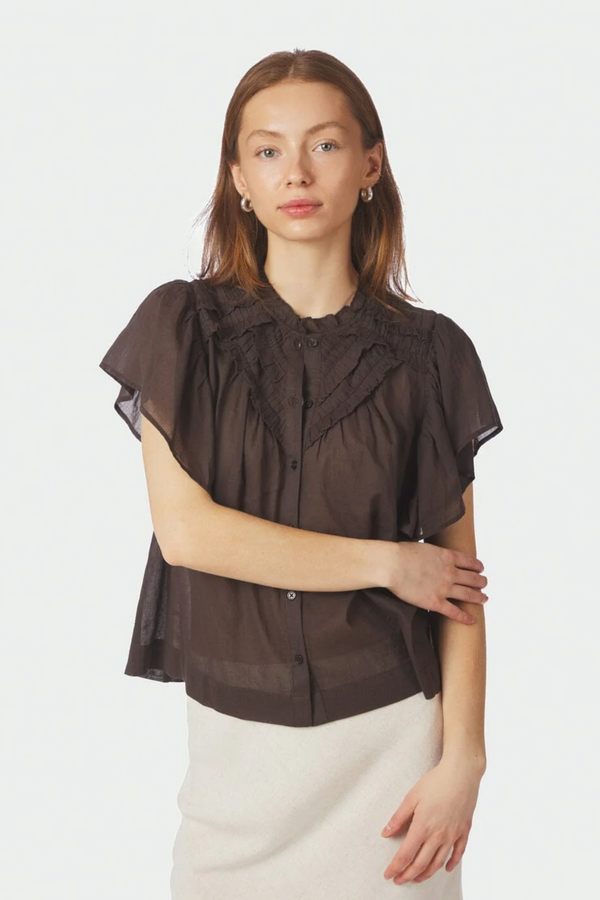 Vinsa Voile Top - Dark Brown