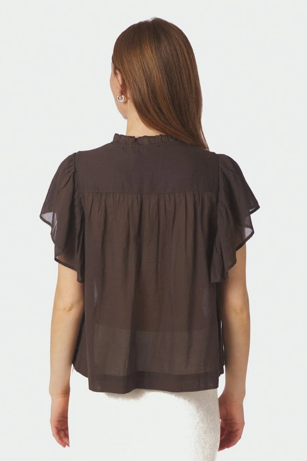Vinsa Voile Top - Dark Brown