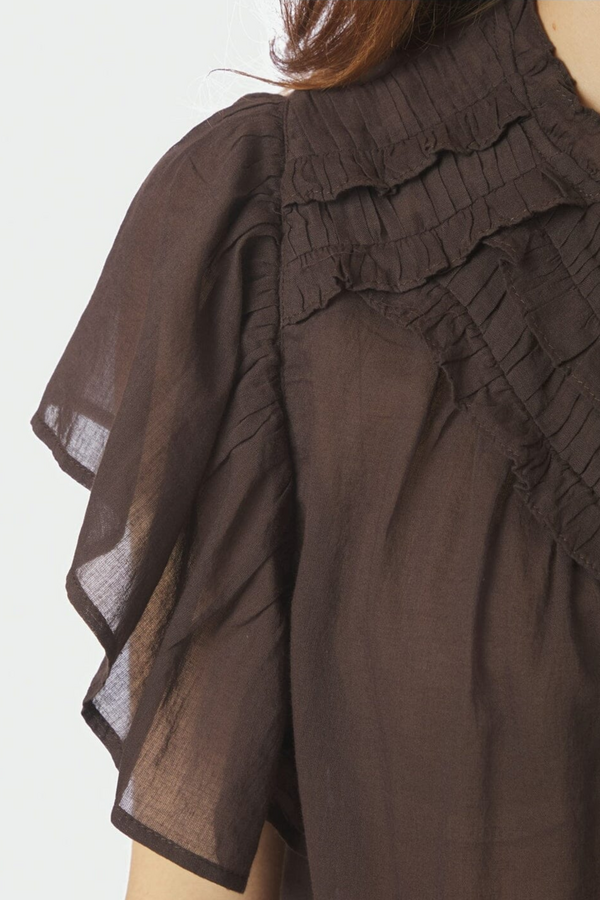 Vinsa Voile Top - Dark Brown