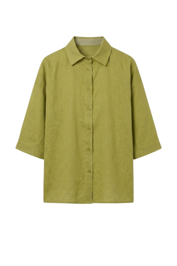 Maïté Evergreen Linen Blouse - Pastel Green