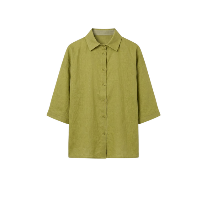 Maïté Evergreen Linen Blouse - Pastel Green
