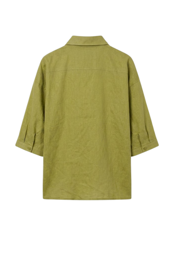 Maïté Evergreen Linen Blouse - Pastel Green