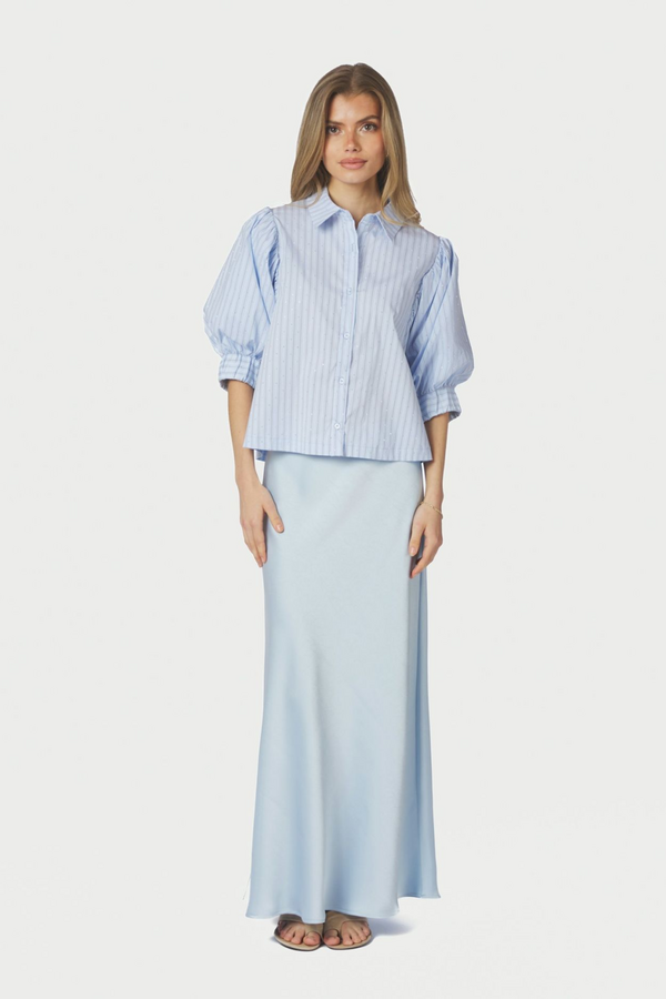 Vicky Heavy Sateen Skirt - Light Blue
