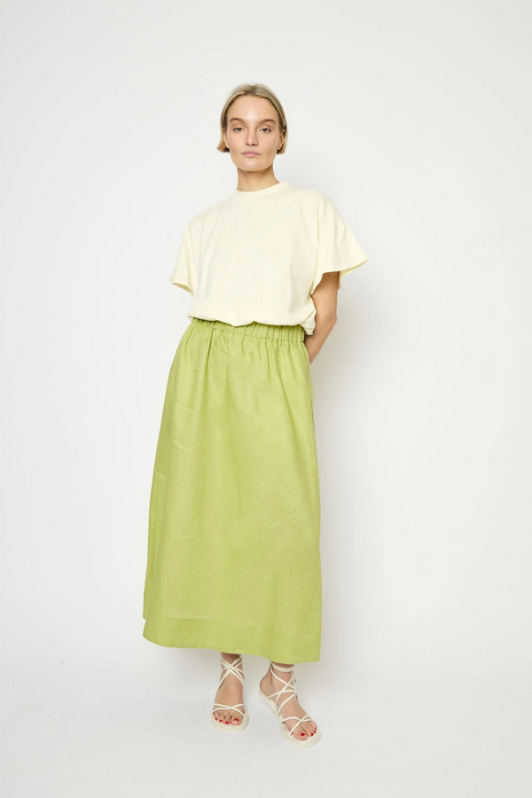 Adele Evergreen Linen Skirt - Pastel Green
