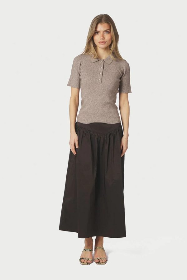 Anais Poplin Skirt - Chocolate Brown