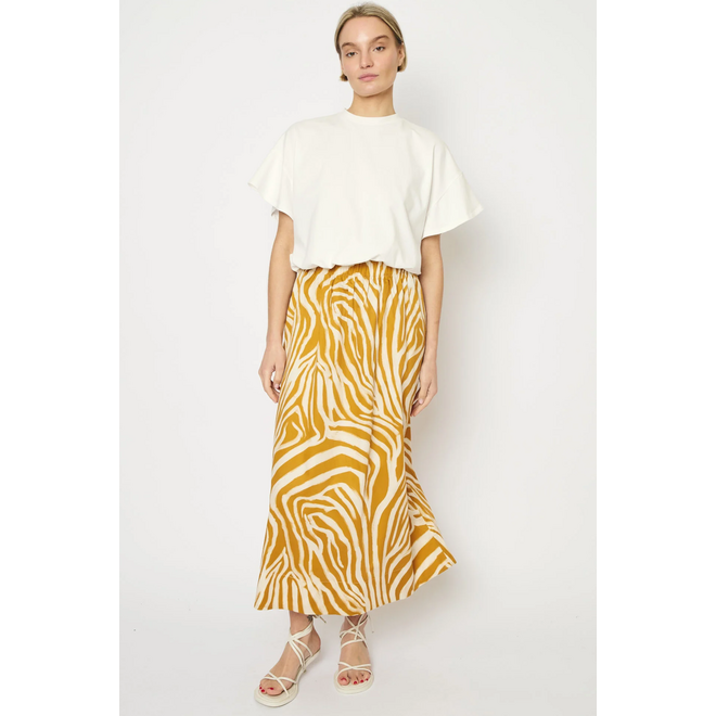 Adele Zebra Print Skirt - Zebra Ochra